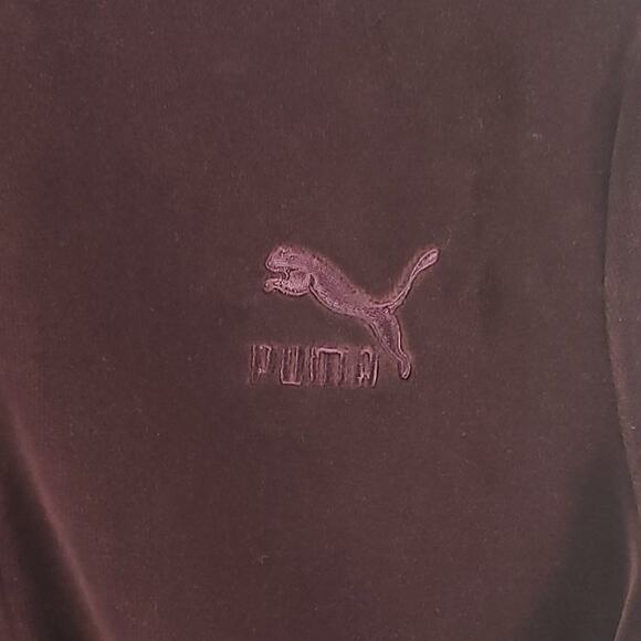Puma Velour Track Jacket Women M Burgundy Full Zip Long Sleeve Pockets Cozy - Picture 4 of 8